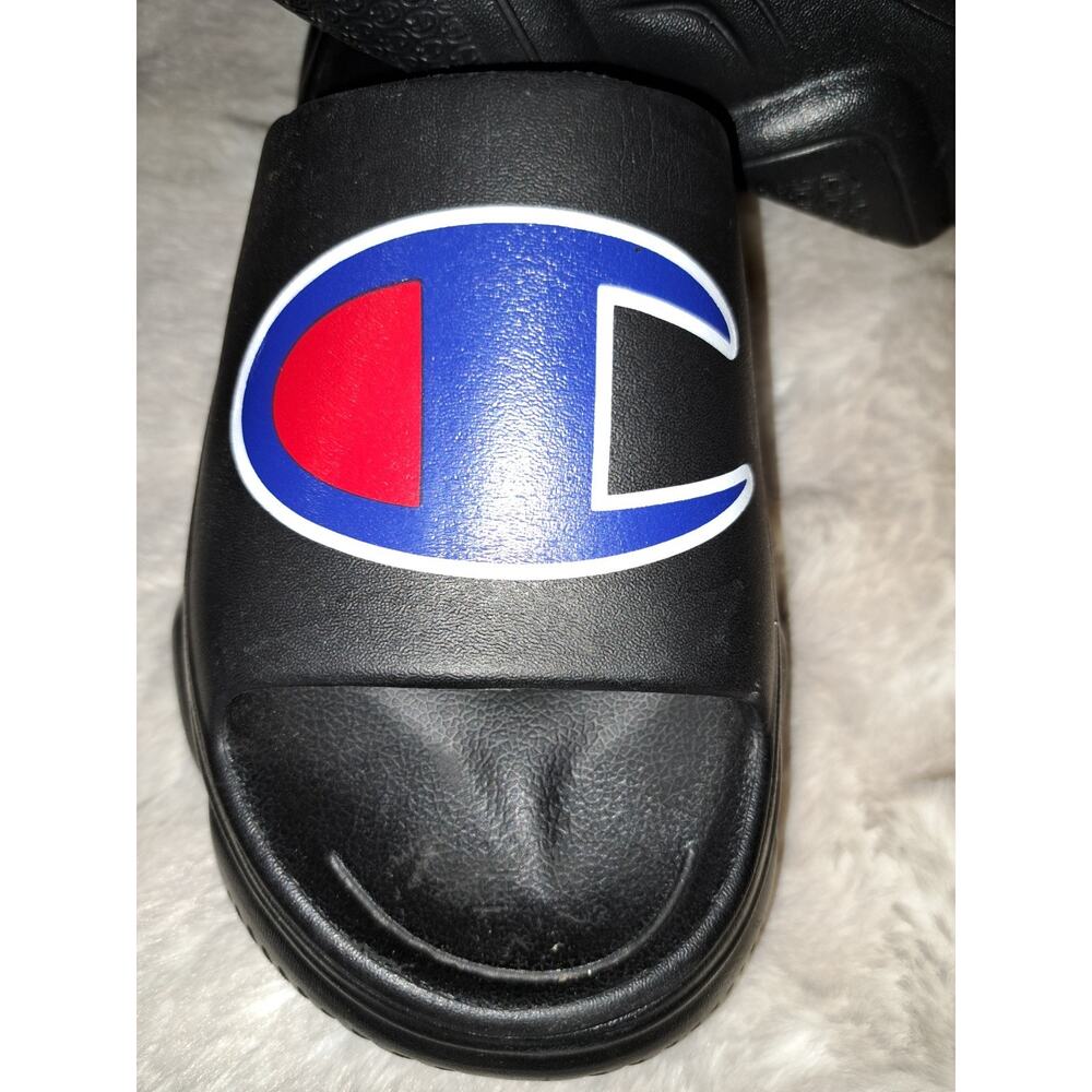 Champion Men's Comfort Slide Sandals with Logo Black Blue Red White Size 6 - Picture 6 of 6
